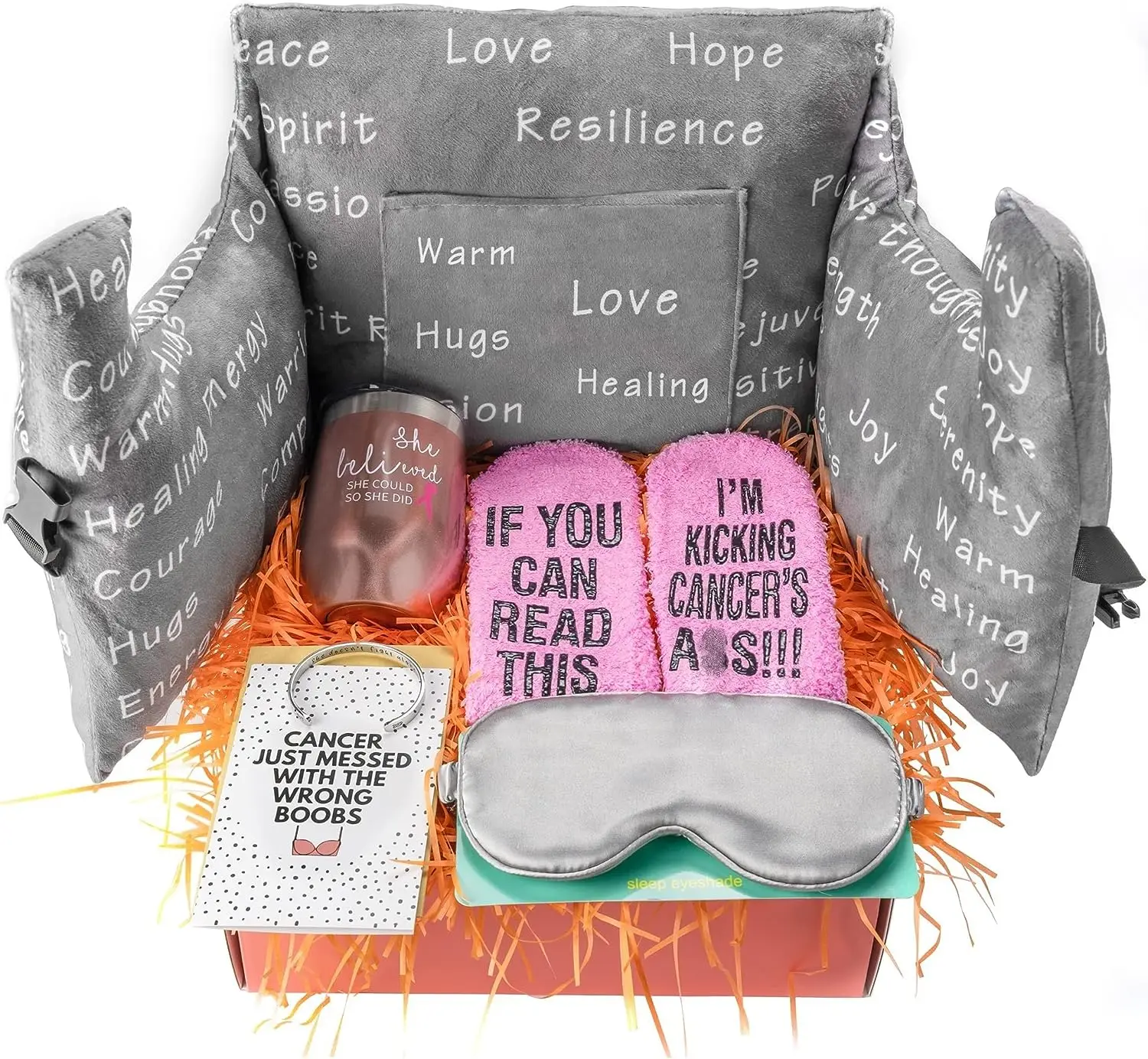 

Cancer Gifts for Women, Well Soon Gifts for Women, Breast Cancer Awareness Care Package with Mastectomy Pillow Room decor Futon