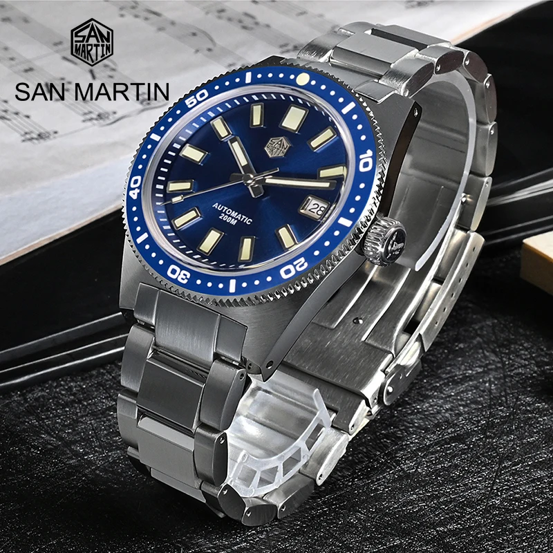 

Мужские часы San Martin 41 мм 62mas V4 для дайвинга NH35, автоматические механические часы, сапфировое стекло, дата, окно, 200 м, водонепроницаемые, светящиеся