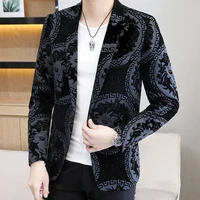 new mens fashion suit party coat casual slim fit blazer buttons suit 3d floral print painting blazers jacket men s 4xl