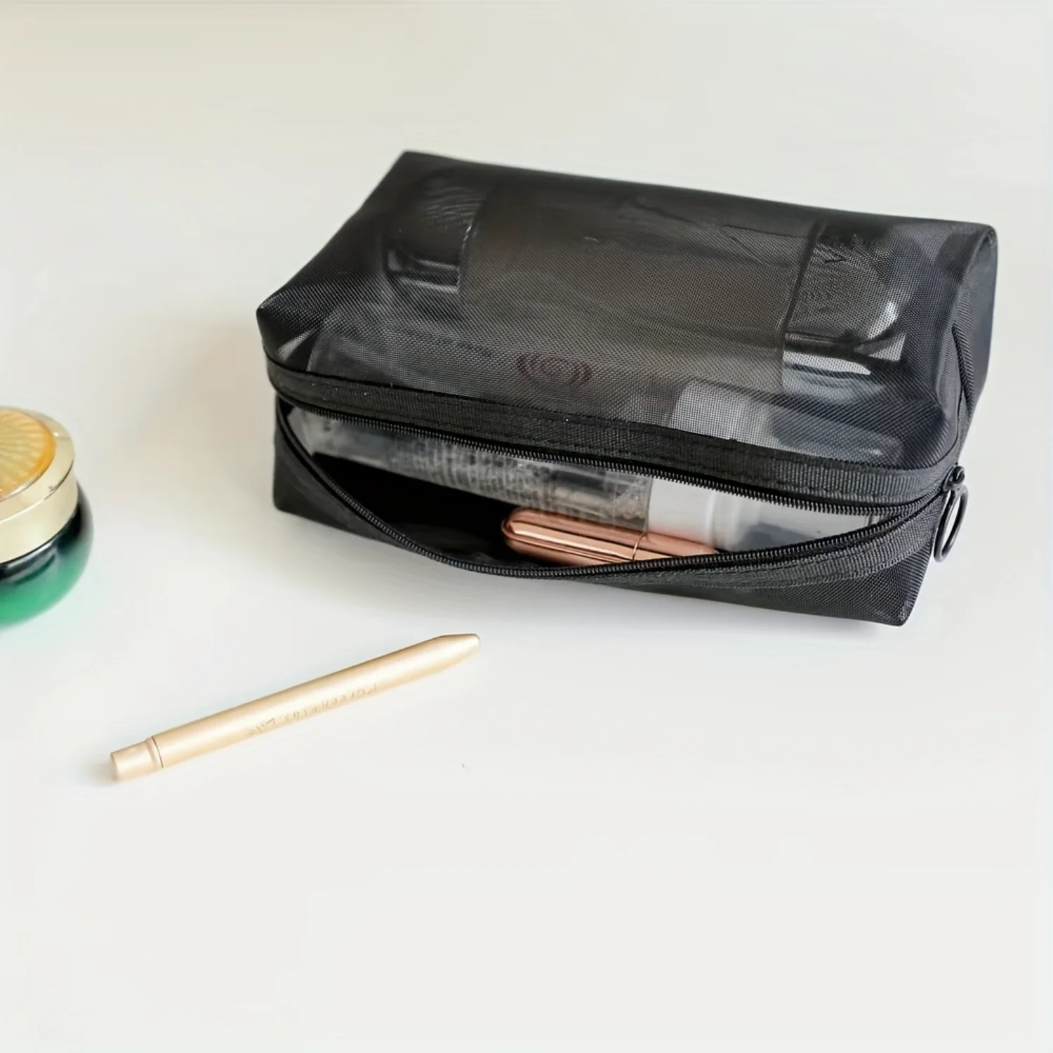 Набор из 3 нейлоновых сетчатых косметичек — легкий портативный косметический