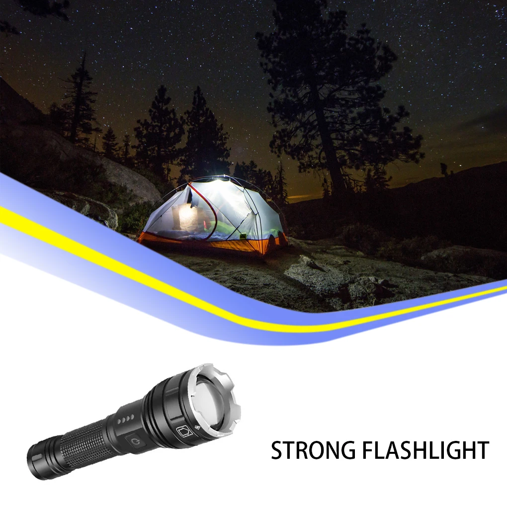 

XHP70 Flashlight Rechargeable Brightness Outdoor Torch Battery Telescopic Camping Emergency Lamp Hiking Fishing