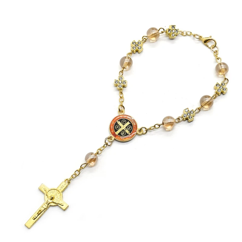 Золото для креста-четки браслет католические святые бусины аксессуары рук