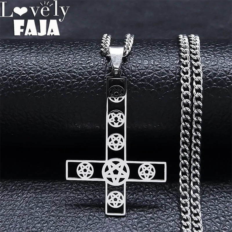 Ожерелье с перевернутым крестом в стиле панк сатана пентаграмма колье из