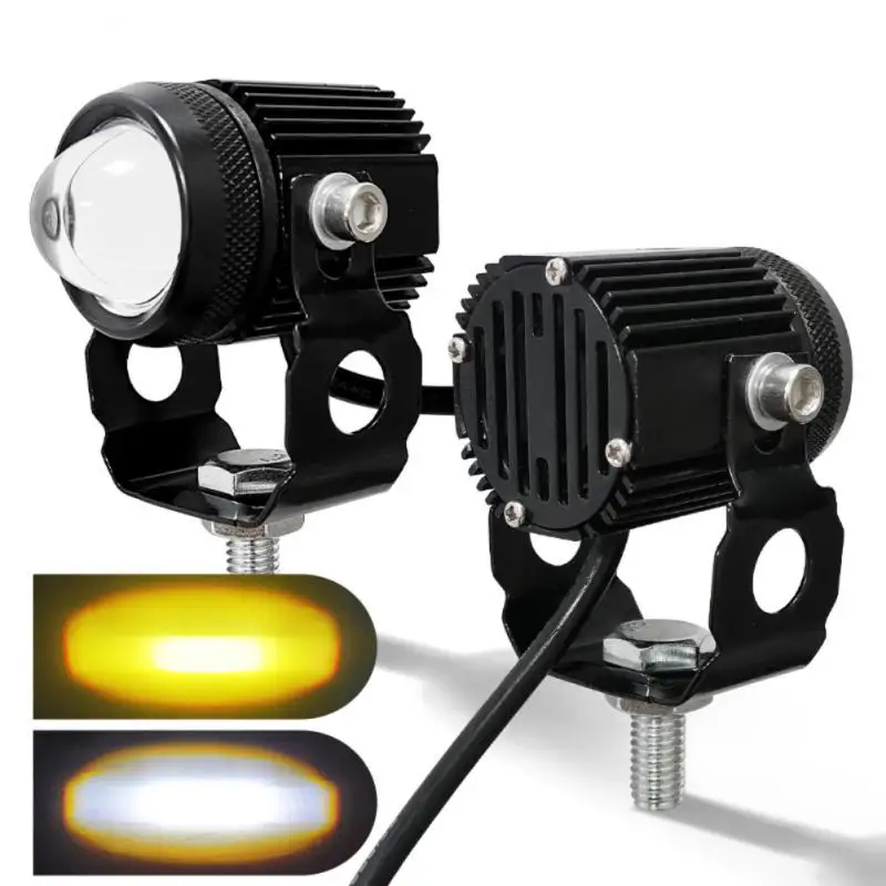 

2PCS LED Projector Lights Motorcycle Headlight Lens Dual Color ATV Scooter DC9-36V Spotlight For Moto Car Truck Work Light Lamp