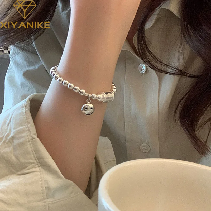 

XIYANIKE Korean Cute Smiley Face Bead Strand Bracelet For Women Girl Luxury Fashion New Jewelry Friend Gift Party pulseras mujer