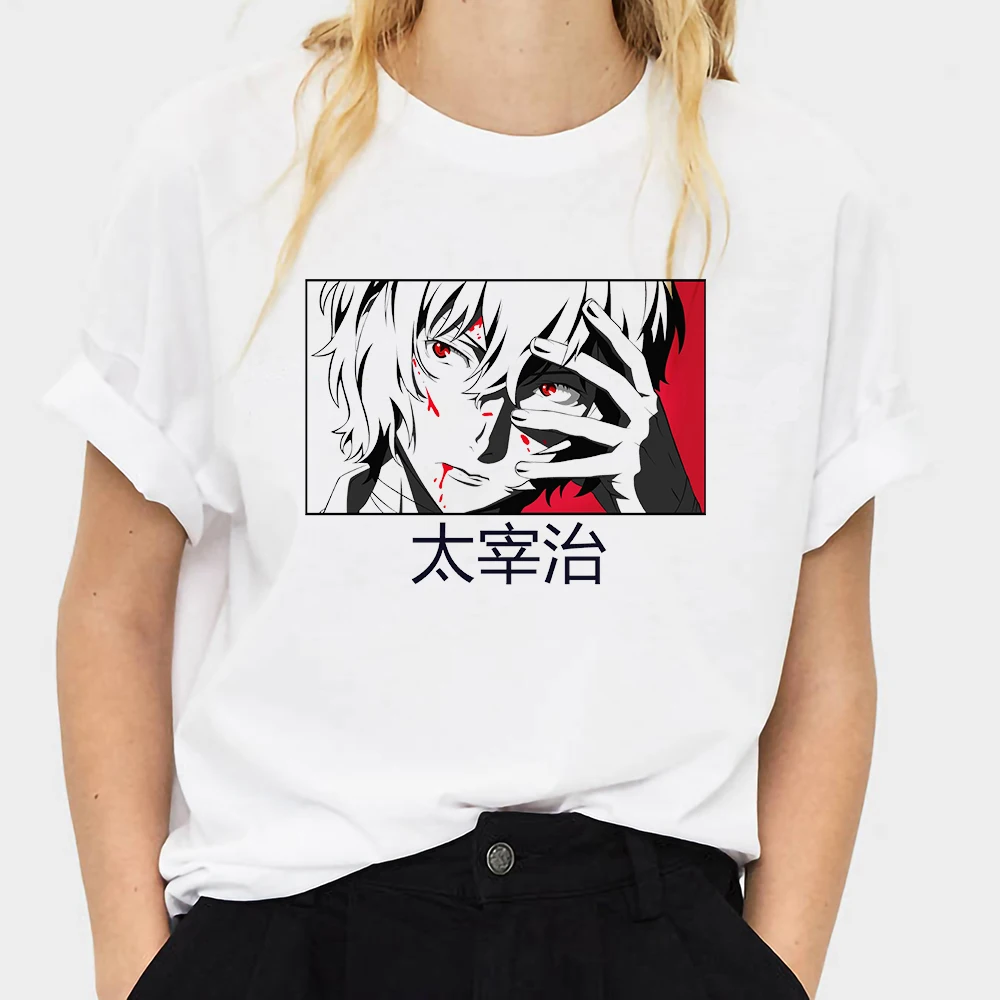 

Japanese Anime Bungou Stray Dogs T Shirt Women Kawaii Cartoon Osamu Dazai Graphic Tees Unisex Harajuku Tops T-shirt Male