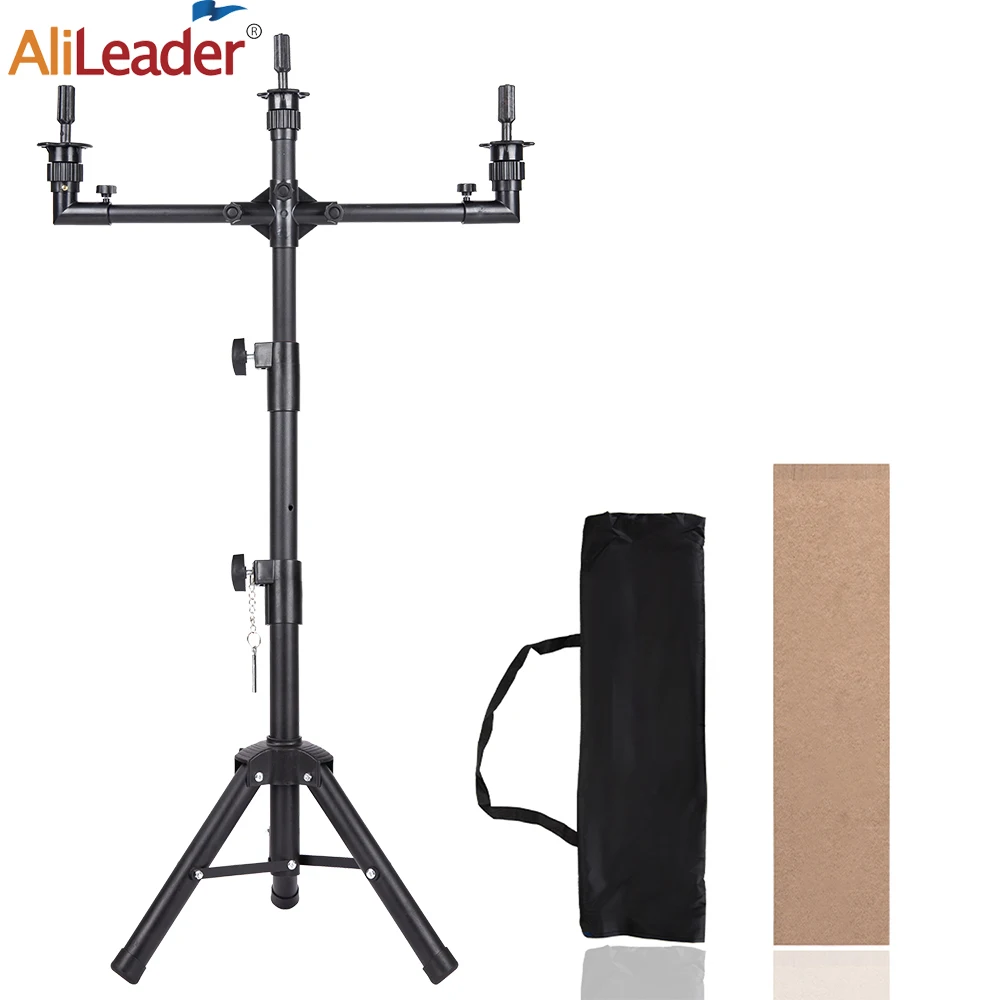 

New 50Inch Wigs Stand Tripod Adjustable Three-Heads Wig Styling Stand Sturdy Metal Non-Slip Base For Cosmetology Hairdressing