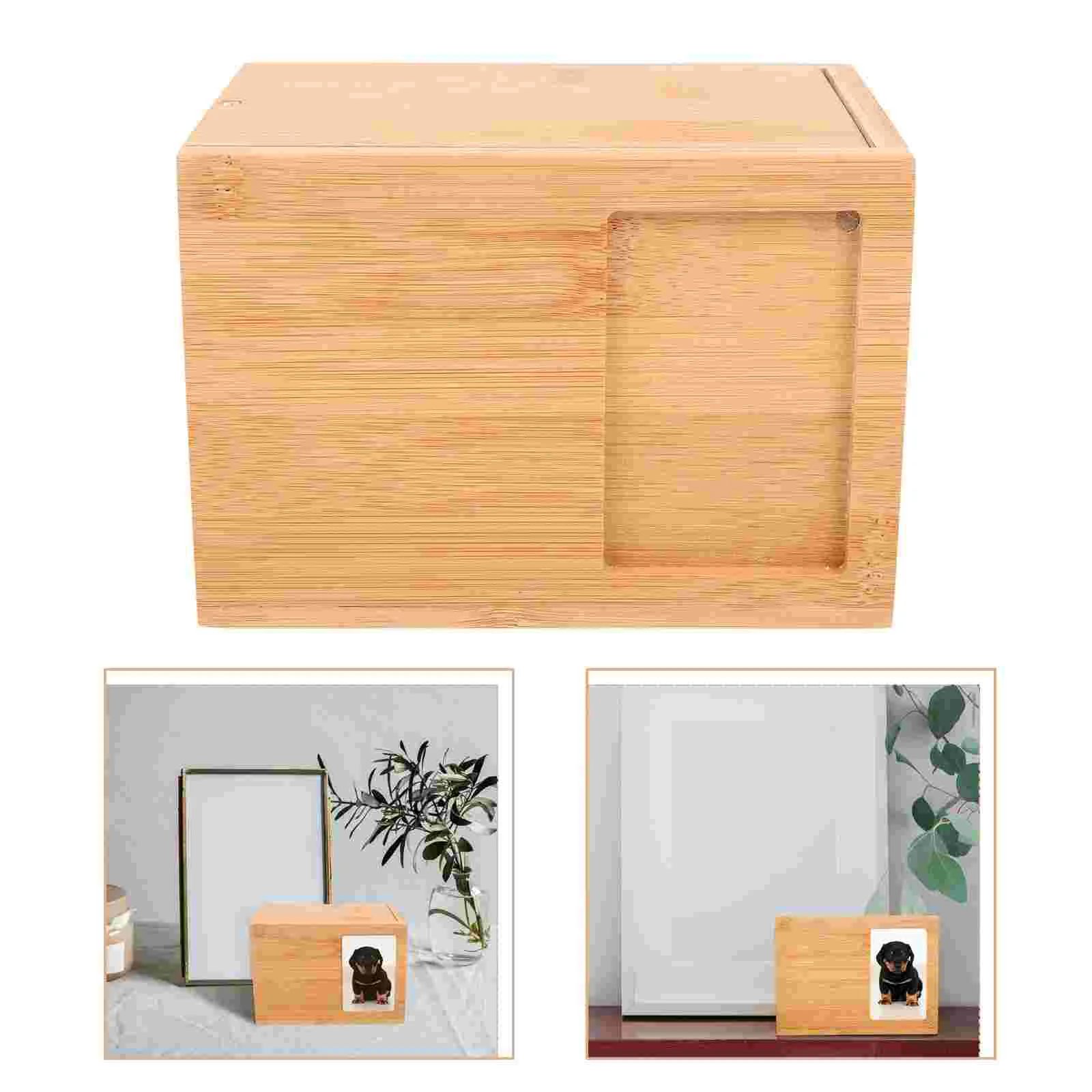 

Бамбуковый Контейнер для домашних питомцев, контейнер для золы для домашних питомцев, урна для кошек и собак, практичный маленький контейне...