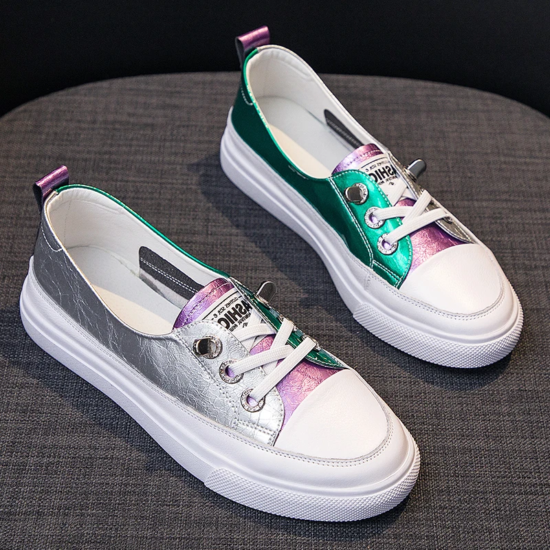 Low Platform Flat Shoes Women's Vulcanize Shoes Fashion Mixed Colors Breathable Flats Women Spring Casual Shoes Zapatos De Mujer
