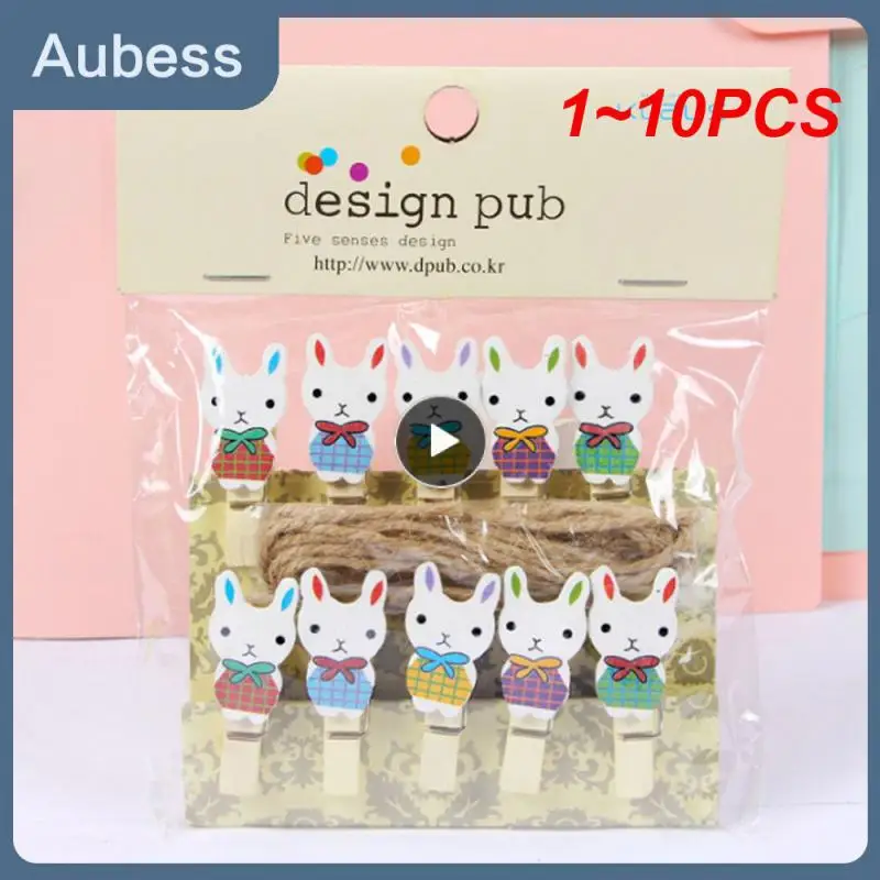 

1~10PCS 1lot Cute cartoon rabbit cat plant Wood Clip Set / Cute Wooden Paper Clips / Small Craft Photo Pegs Kawaii Stationery