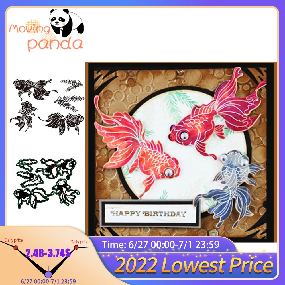 

MovingPanda Goldfish Clear-Mount Stamp Set Metal Cutting Dies and stamps for scrapbooking papercraft stencil embossing
