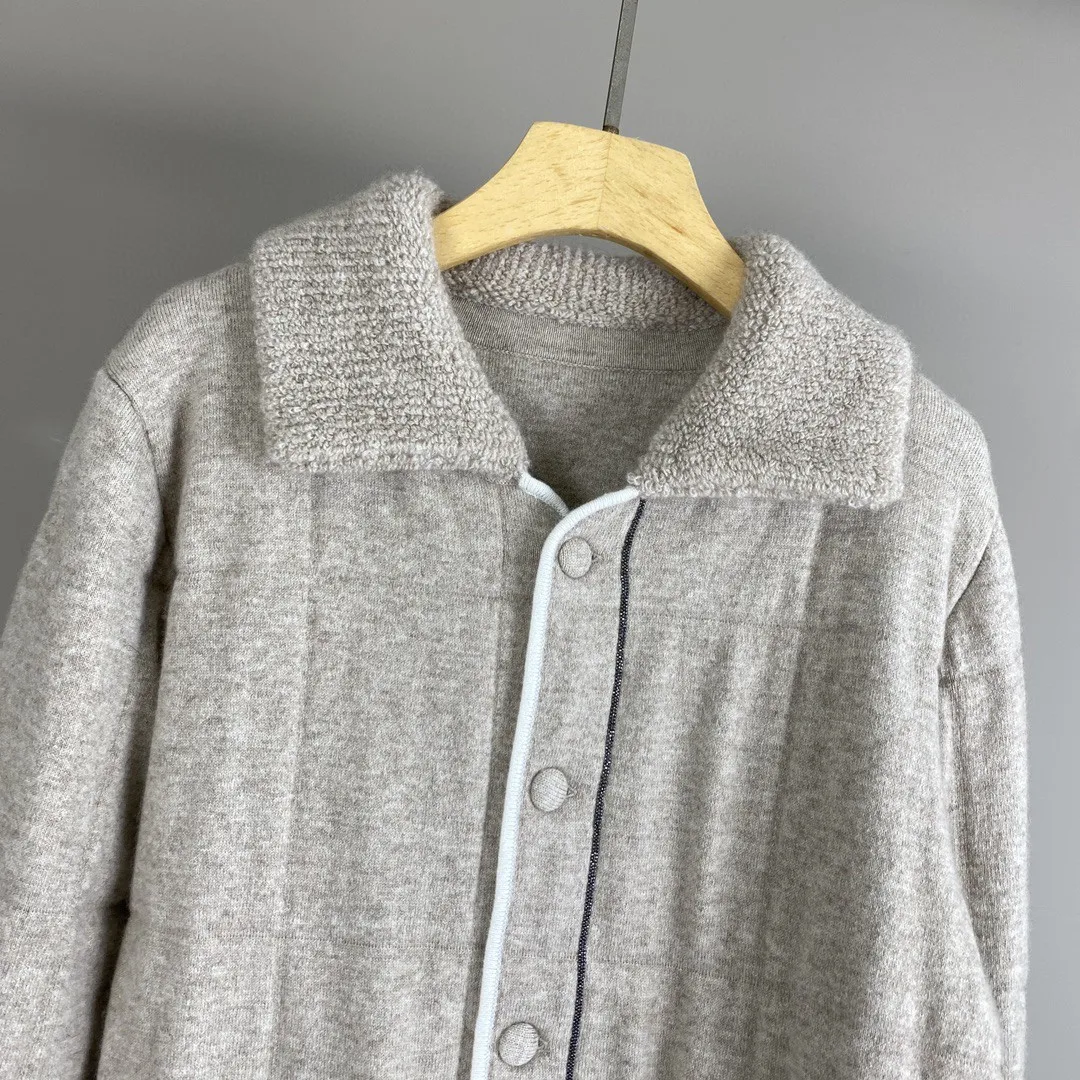 Женское однобортное кашемировое пальто удобное трикотажное с отложным