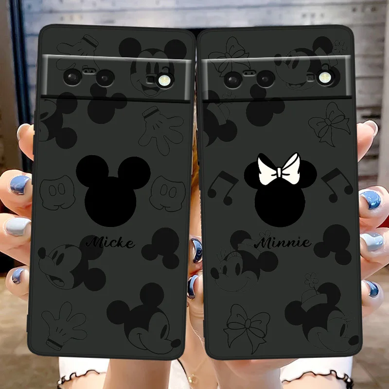 

Mickey Minnie Mouse LOGO Shockproof Cover for Google Pixel 7 6a 6 5a 5 4 4A XL 5G Black Phone Case Soft Fundas Coque