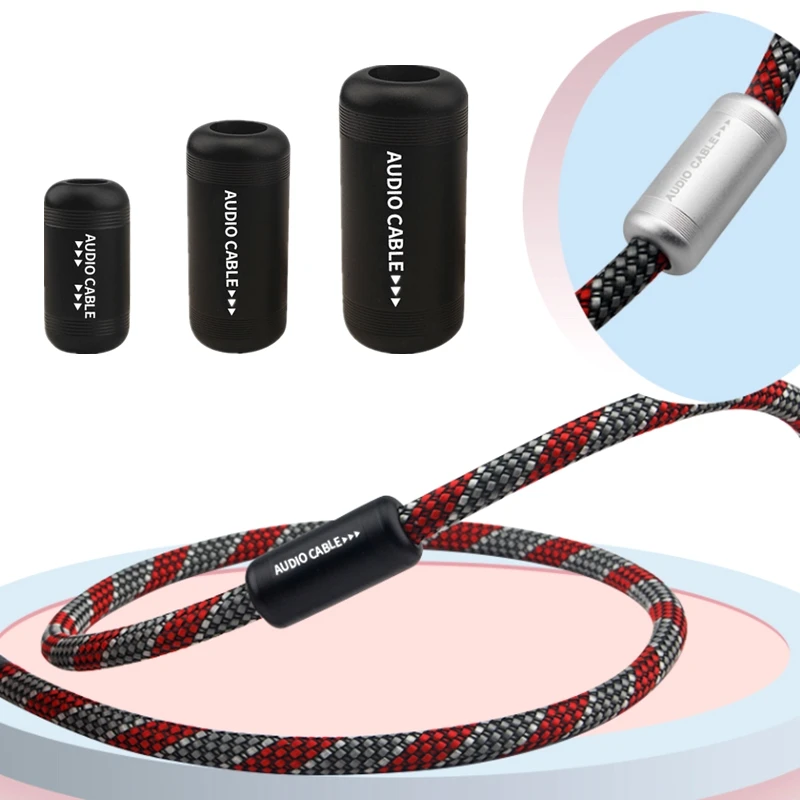 

2Pcs Aluminum Alloy HiFi Audio Cable Ring Speaker Cable with Direction Indication Anti-electronic Interference