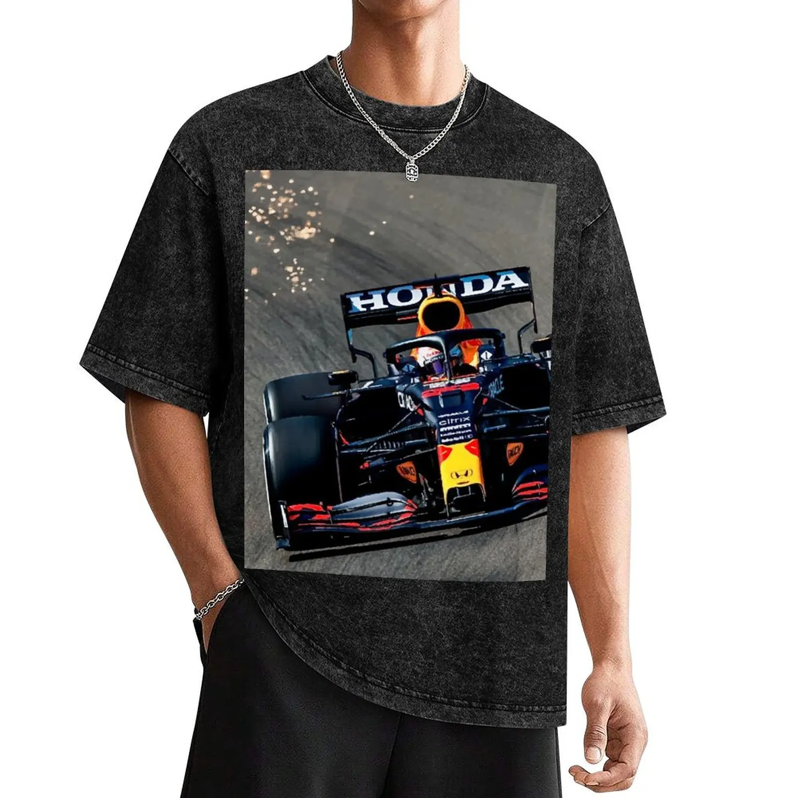 Футболка Max Verstappen Sparks-F1 черные однотонные рубашки футболки с графическим