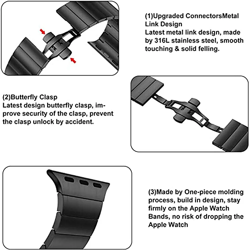 Watchbands For Apple Watch Series 7 Band SE 6 5 4 Strap 45mm 41mm 44mm 40mm Stainless Steel Bracelet For iWatch 3 42mm 38mm