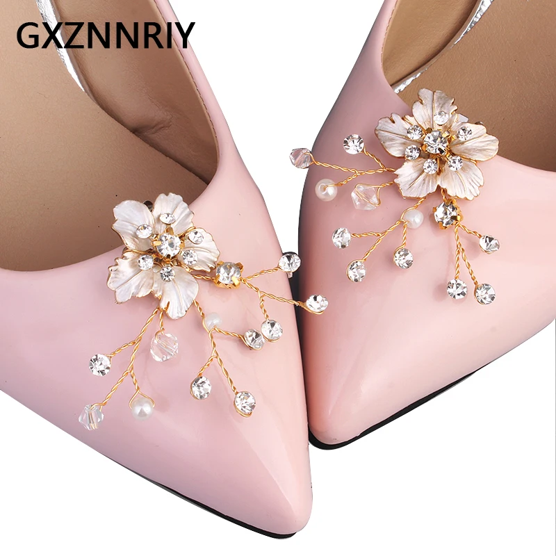 

Handmade Crystal Flower Shoe Buckle Rhinestone Bridal Wedding Shoe Clips for Women Accessories Prom Bride Trendy Party Gifts