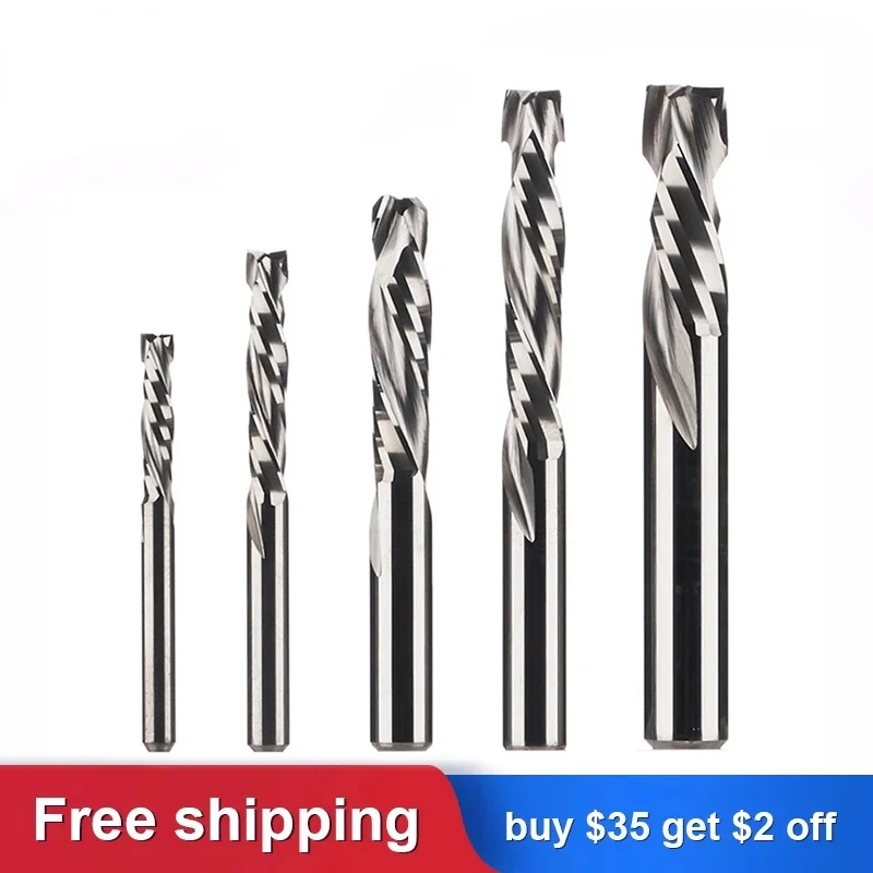 

2 Flutes 3.175/4/6/8mm Compression End Milling Cutter CNC Tool For MDF Clamp Board Woodworking Engraving Bits