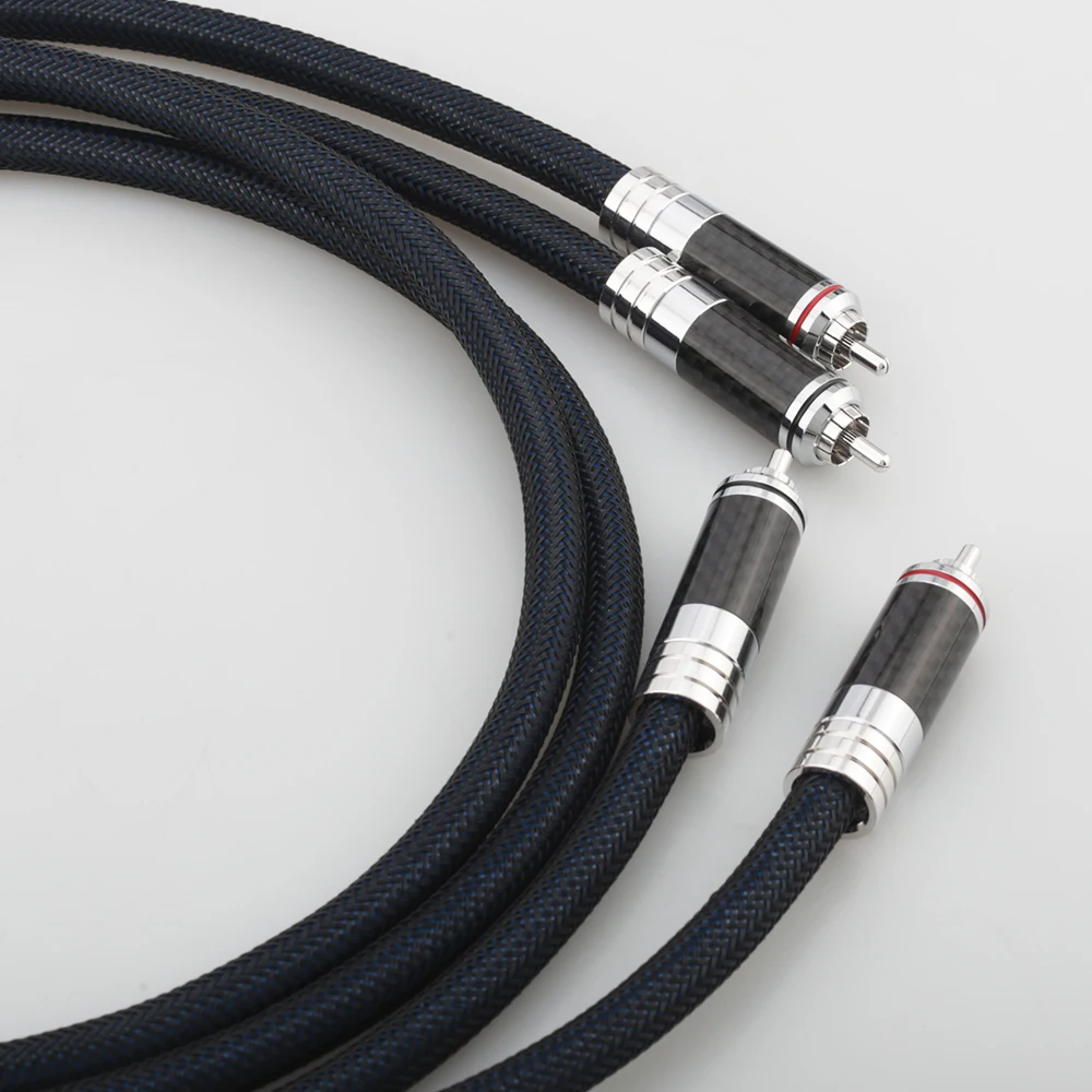 

High Quality Audiocrast A10 Silver Plated OFC Analogue RCA to RCA Phono Cable RCA Interconnect cable HIFI Carbon fiber RCA Plug
