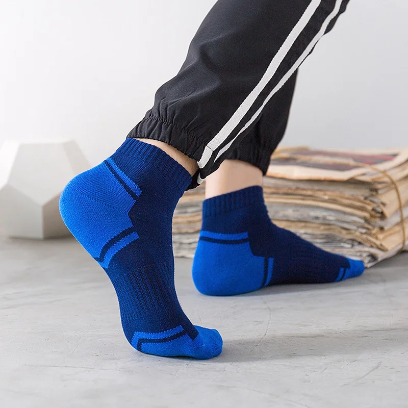 

5 Pairs/lot Spring Autumn High Quality Breathable Cotton Sport Socks Men Short Ankle Boat Socks