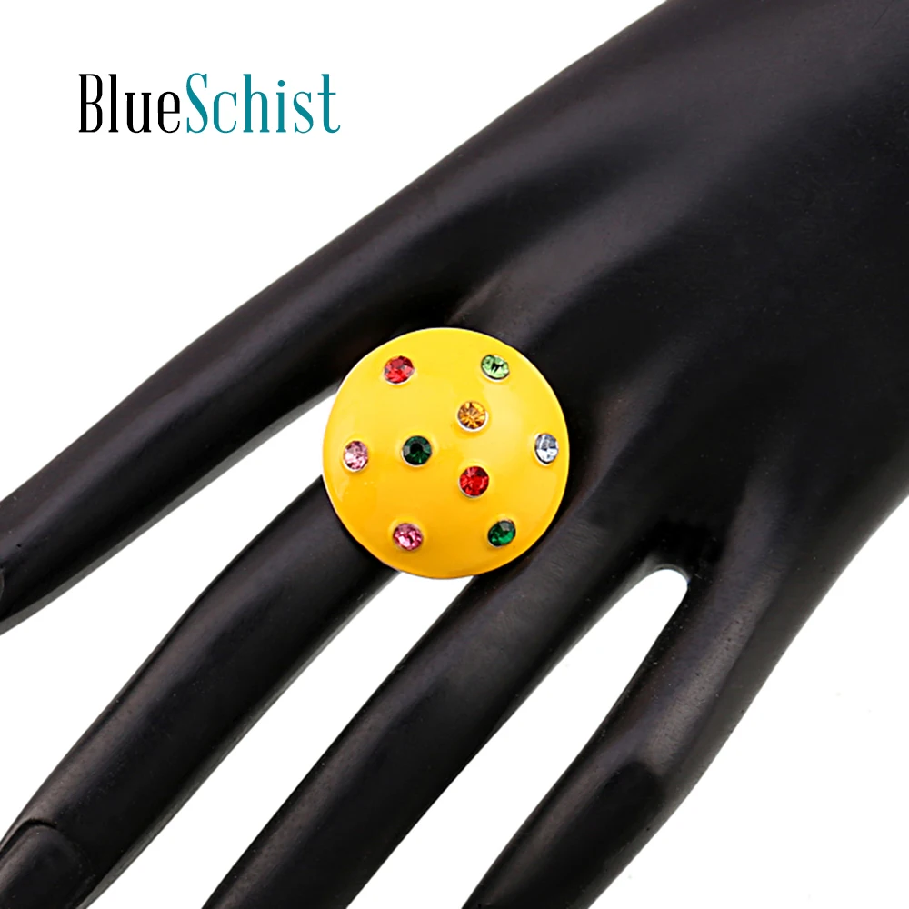 

Fashion Colorful Enamel Round Statement Ring for Girls Women Gold Color Bohemia Wedding Rings Engagement Jewelry Accessory