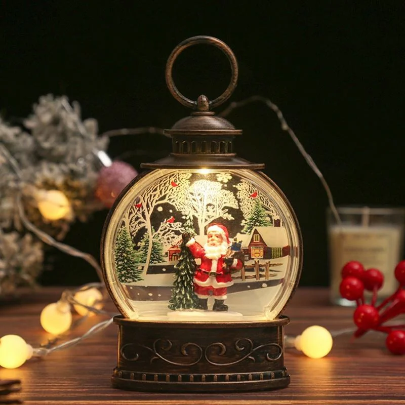 

Christmas Snow Globe Lantern LED Night Lighted Battery Operated LED Night Light with Hook Christmas Tree Ornaments Gift Ideas