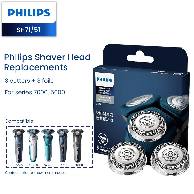 

Philips SH71 Shaver Blade 3Pcs Shaving Head Replacements Wahl Blades Beard Trimmer Blade for Philips Shaver Series 5000 7000