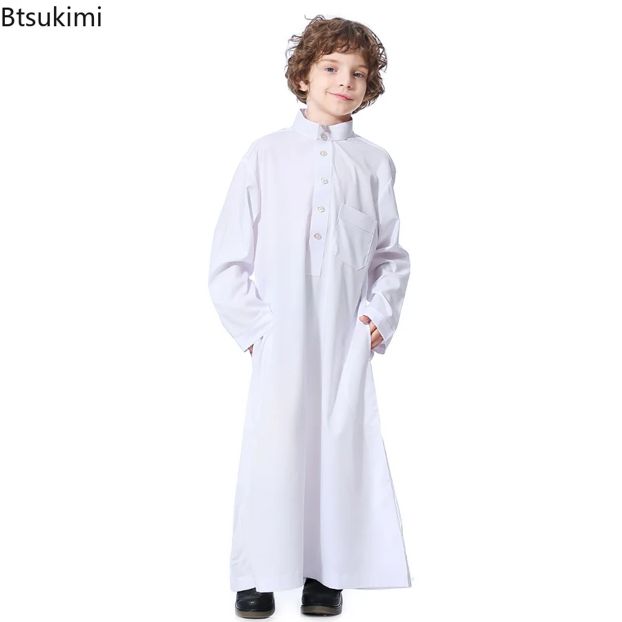 New Muslim Boys Long Robe Jilbab Khimar Turkey Ramadan Muslim Clothes Kaftan Moroccan Islam Hijab Abayas Arab Islamic Clothing