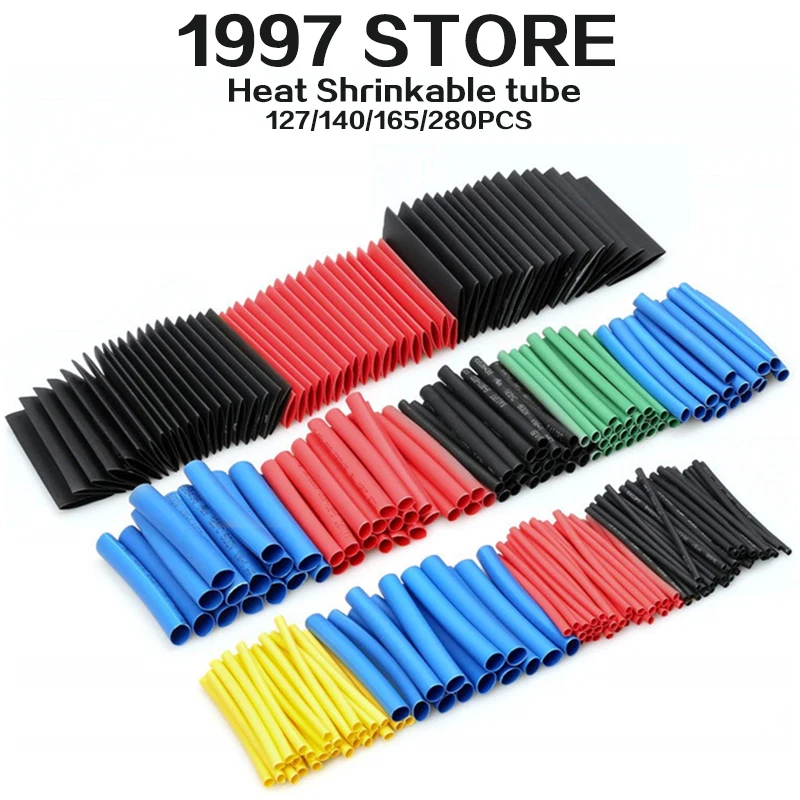 

127/140/165/280Pcs Insulation Sleeving Heat Shrink Tube Various Colors And Sizes Assorted kit Electrical Connection Wire Cable