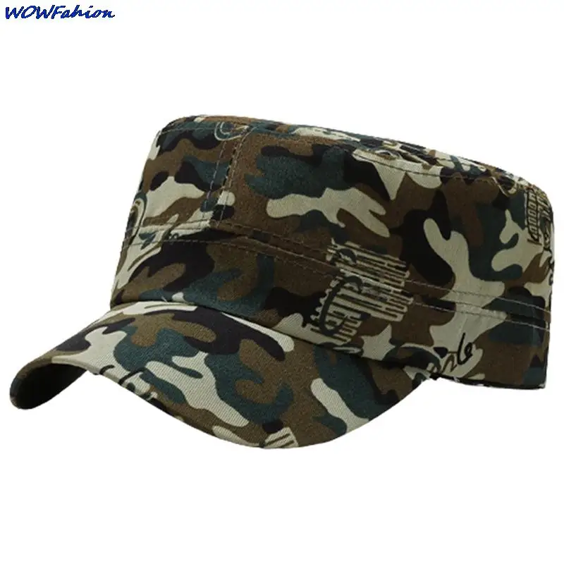 

Men Women Army Camouflage Cotton Military Caps Flat Top Baseball Cap Marines Trucker Snapback Hat Unisex Bones Camo Hat