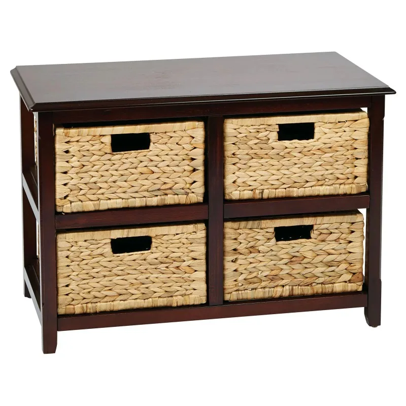 

OSP Home Furnishings Seabrook 2 Shelf End Table with 4 Baskets