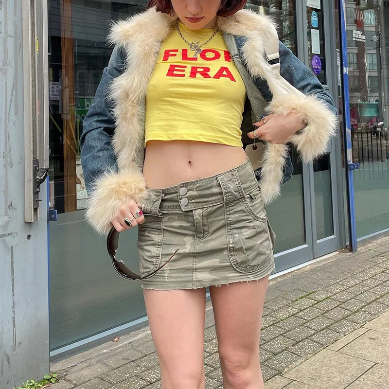 

Fashion 2022 New Women's Wear Low Waist Thin Single Breasted Pocket Camouflage Bag Hip Skirt Spring