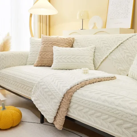 Однотонный нескользящий плюшевый коврик для дивана