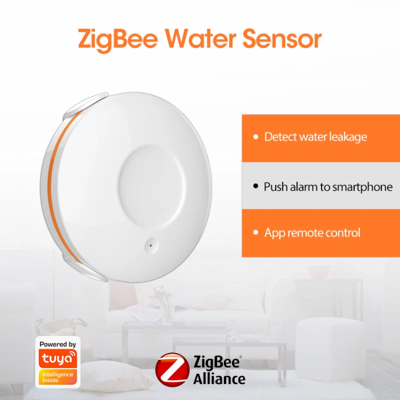

Датчик утечки воды Tuya ZigBee Smart Home, детектор утечки воды, Оповещение об обнаружении перелива, охранная сигнализация