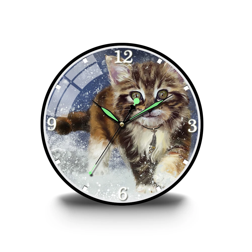 

12 Inch Acrylic Wall Clock Cute Animal Cat Nordic Style Art Modern Minimalist Atmospheric Living Room Silent Quartz Wall Clock