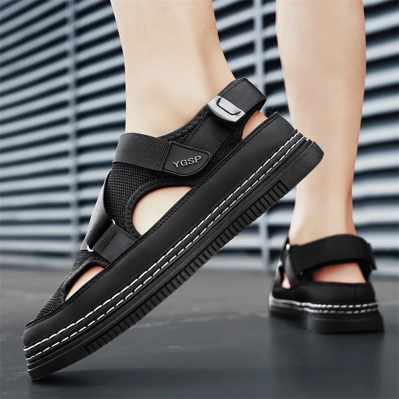 Мужские сетчатые сандалии с вырезами Мужская Уличная дышащая рабочая обувь