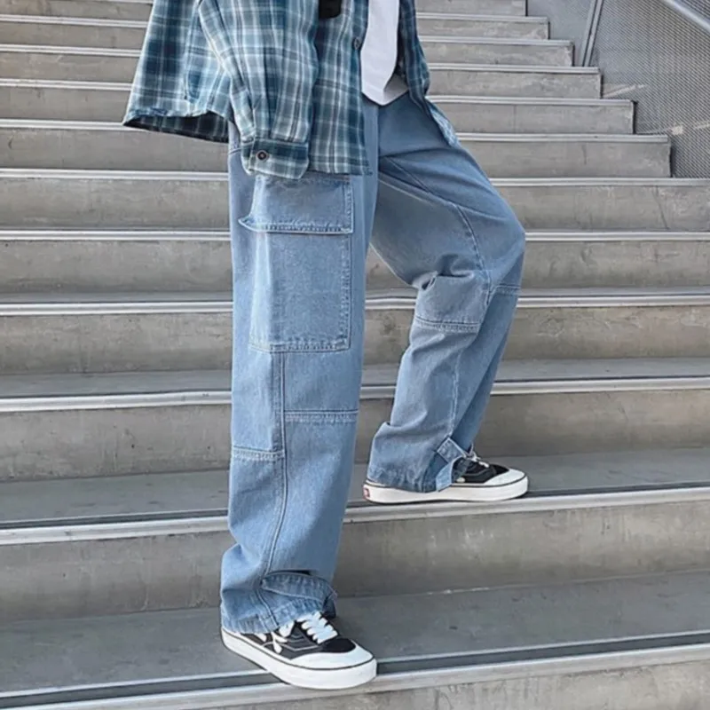 Джинсы-карго мужские широкие джинсовые брюки осень 2024 свободные прямые