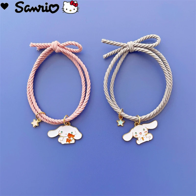 

1 шт. Sanrio Cinnamoroll, мультяшная резинка для волос, милая кожаная резинка для девочек, повязка на голову, аксессуары для пары девушек, высокоэласт...