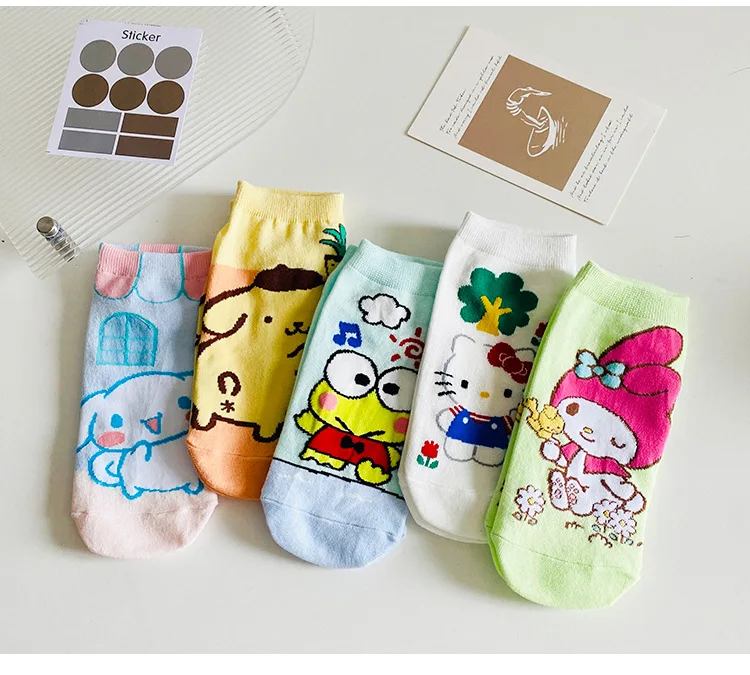 

Kawaii Sanrio Fashion Women's Socks Summer Hello Kitty My Melody CharmmyKitty Cartoon Anime Harajuku Happy Funny Sports Socks