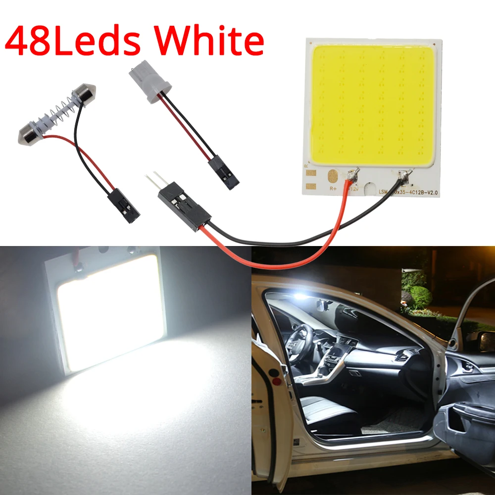 

10X C5W Cob W5W 24Led 36Led 48Led White Car Door Led Parking Auto Interior License Panel Light Festoon Dome Reading Trunk Lamp