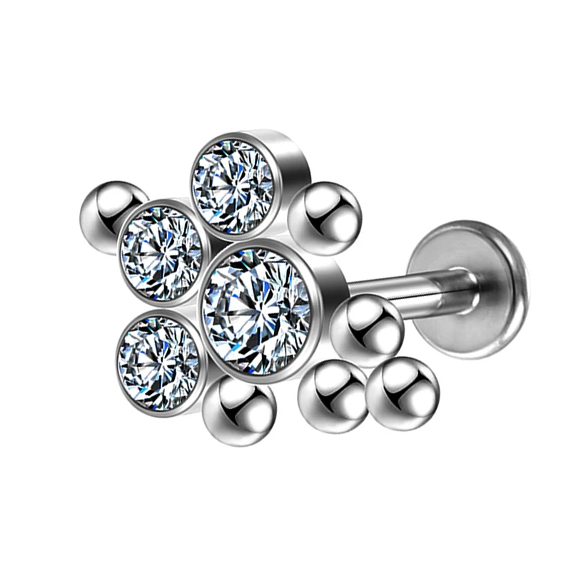 

Lip Stud G23 Titanium Piercing Sexy Lip Bars Ear Internal Beads Helix Lobe Tongue Septum Zircon Lip Stud Puncture Body Jewelry