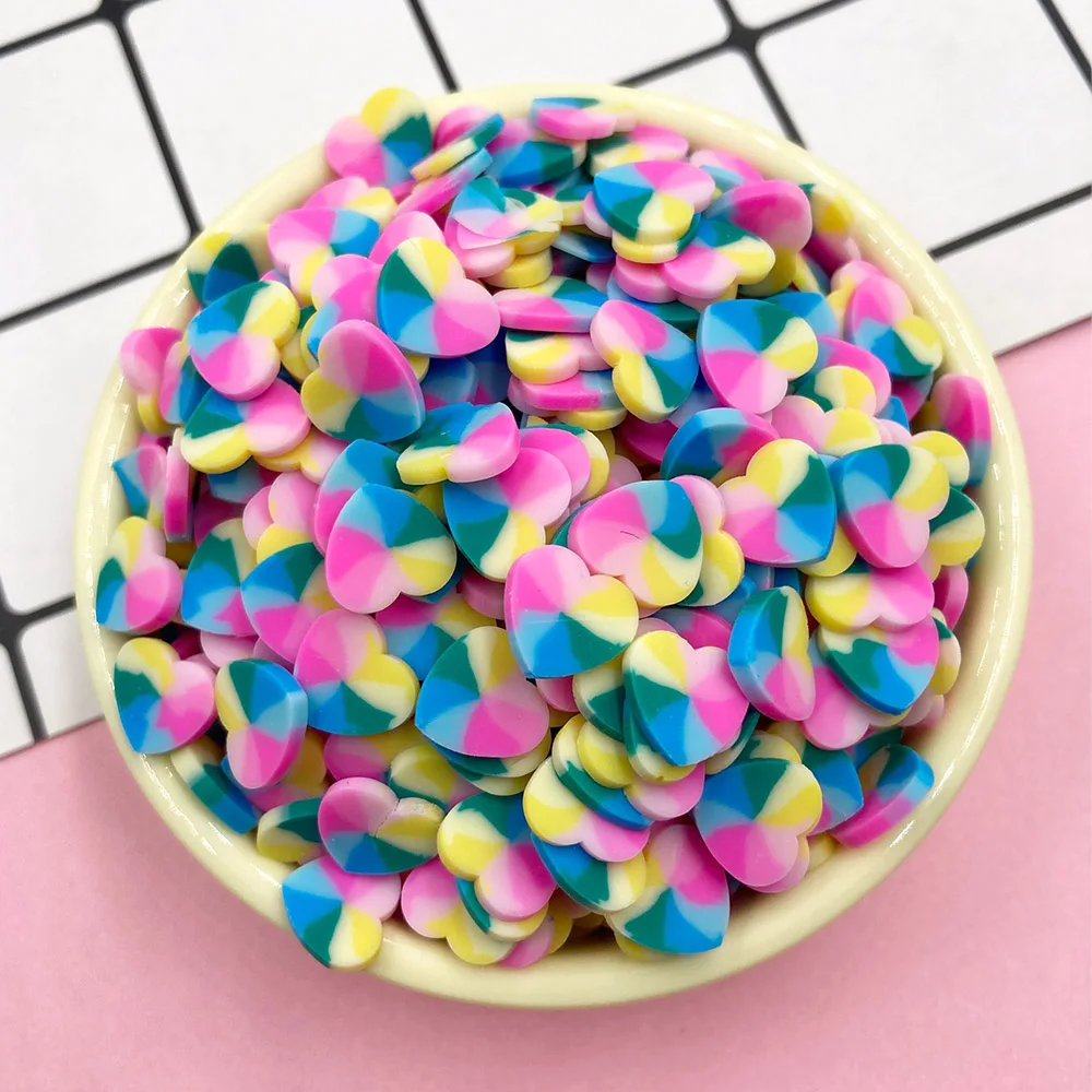 100 г разноцветные кусочки сердца полимерная глина посыпка для поделок украшения