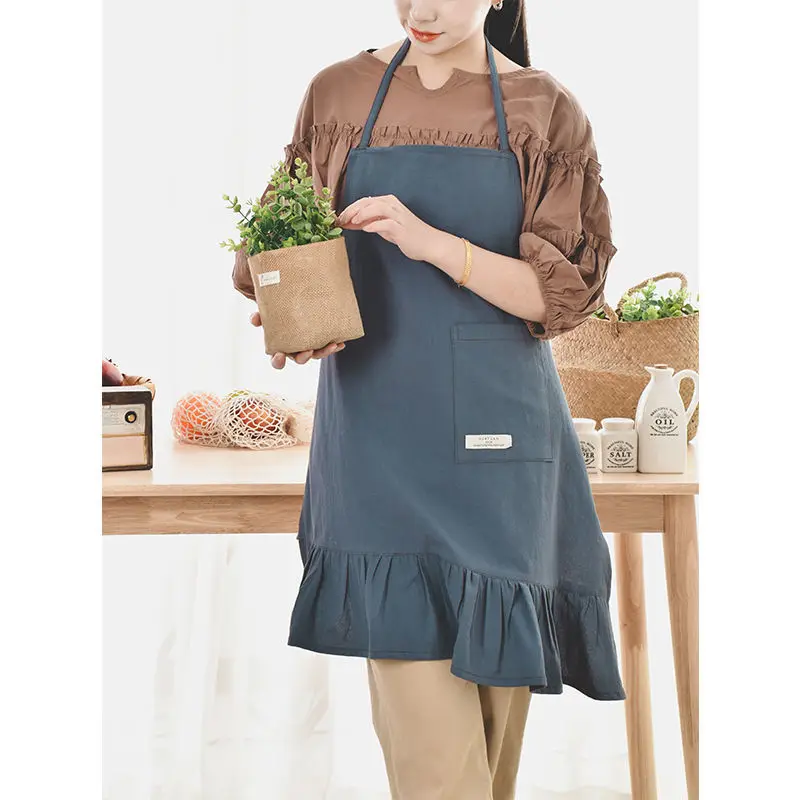 

Net Red Cotton Retro Japanese Cooking Home Apron Milk Tea Flower Shop Studio Gardening Overalls Female Logo Customization
