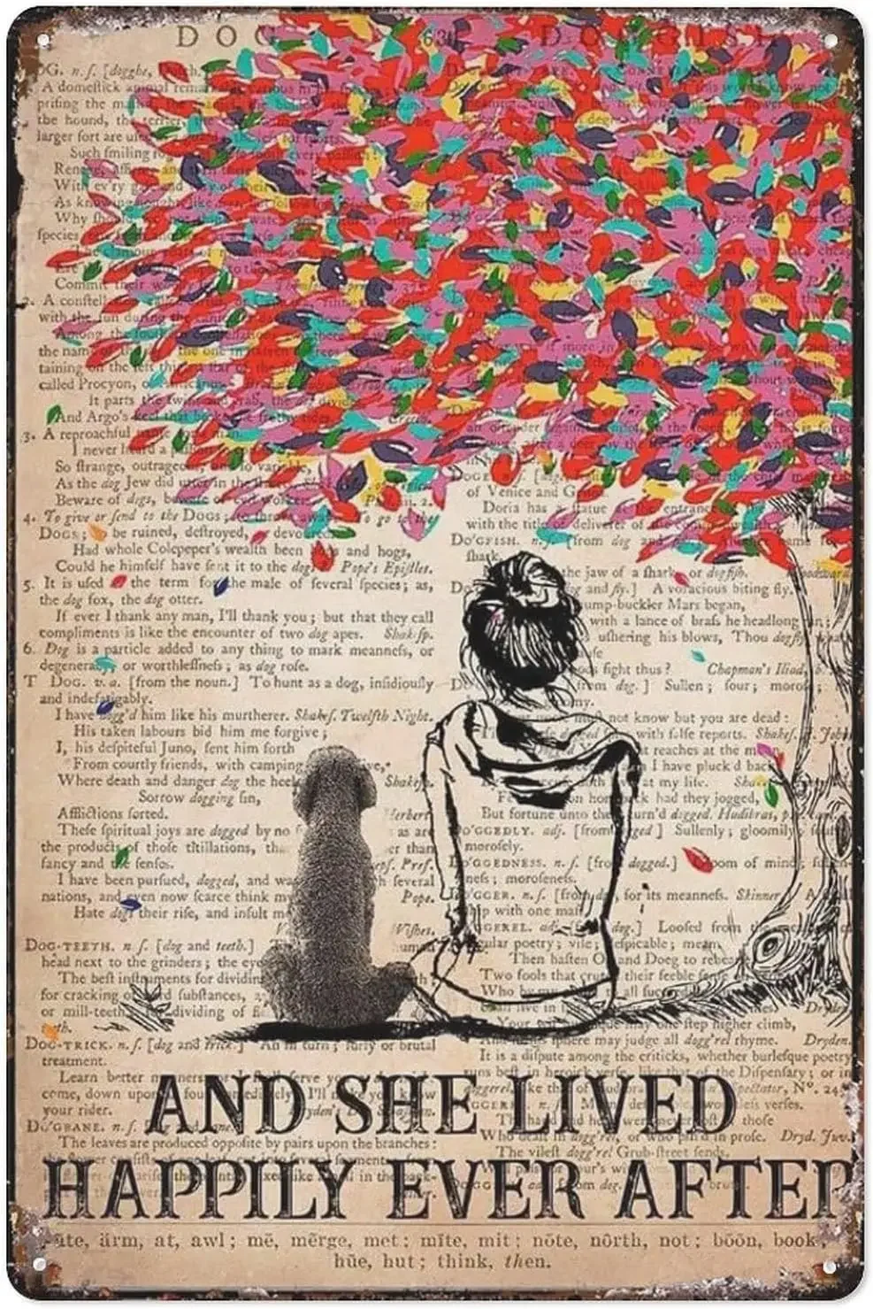 Металлический жестяной знак Boston Terrier-и она жила счастливо и для любителей собак