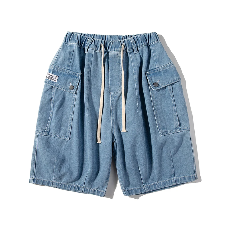 Spot2021Amoi Unisex Style Monma Extra Large Size Men's Casual Multi-Bag Lantern Baggy Denim ShortsND8205-P45