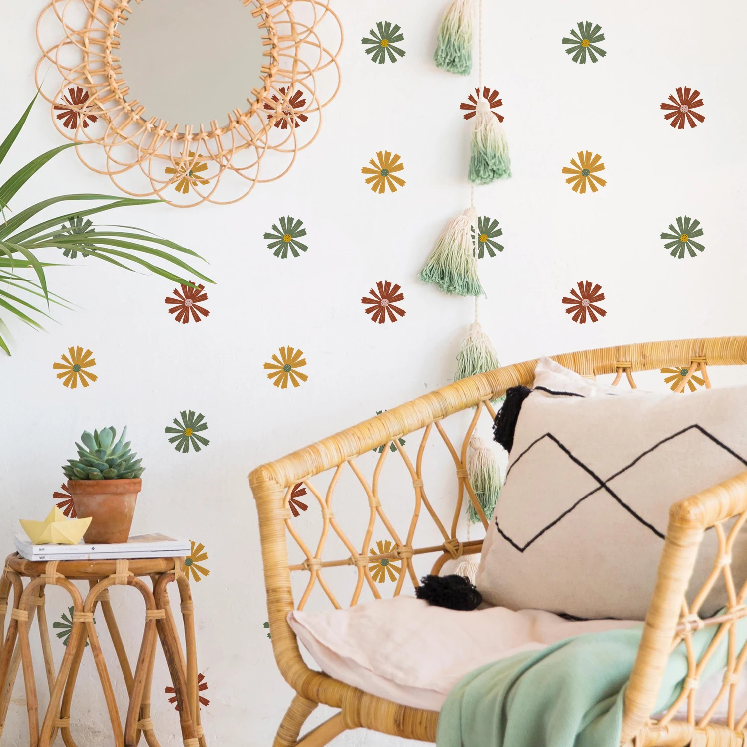 

Metallic Daisy Wall Stickers Removable for Room Boho Children's Vinyl Wall Decal Baby Kids Rooms Living Room Home Decoration