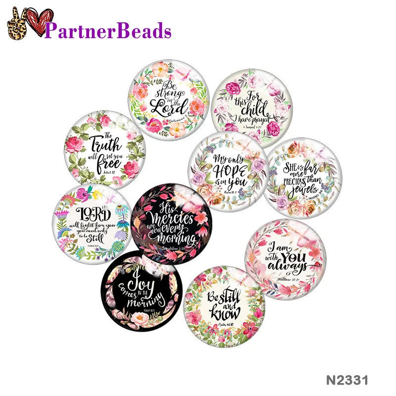 

Flower words Image printing metal DIY snap button accessories Fit bag hat Clothes shoes N2331