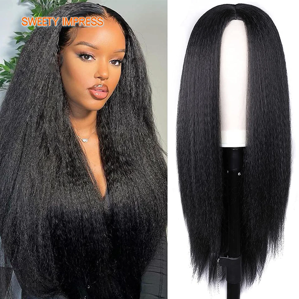 

Kinky Straight Wig 13x4 HD Lace Frontal Wigs For Women Brazilian 4x4 Lace Front Human Hair Wigs Yaki Straight Wig PrePlucked