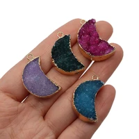 exquisite natural stone moon shape crystal pendant 15x27mm colorful charm jewelry making fashion diy necklace earring accessory