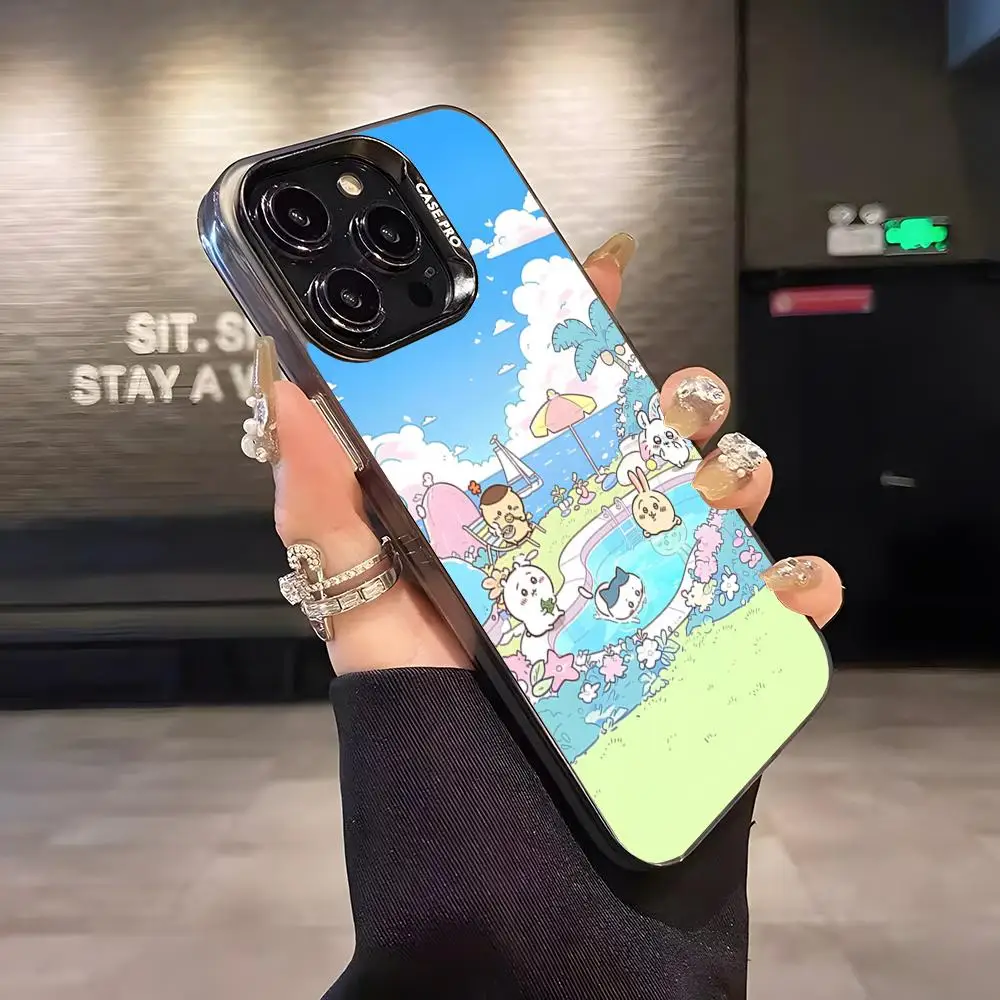 Cartoon Cute C-Chiikawa Phone Case Matte Colored Silver For Iphone 16 15 14 Pro 13 12 Plus 11 7 8 X Cover